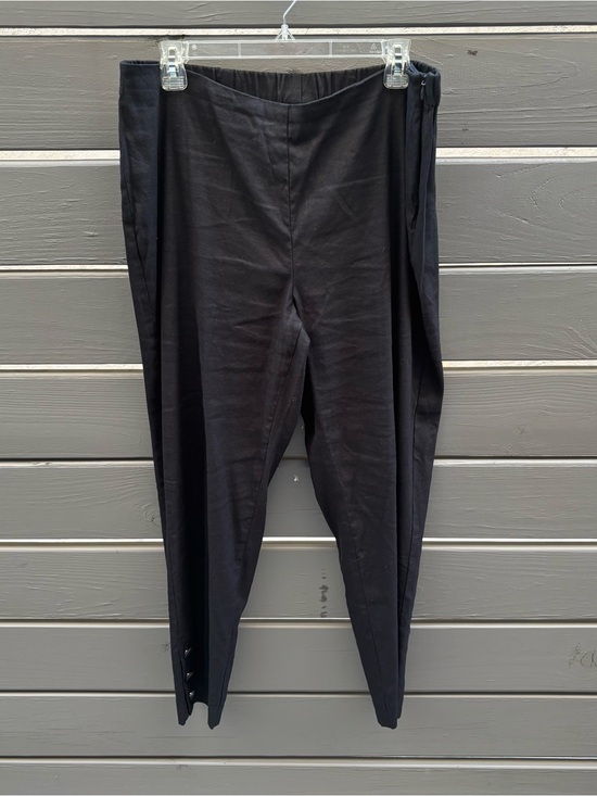 J. Jill Pants - J. Jill Linen Stretch Black Ankle Pants L Tall Button Hem Work Career